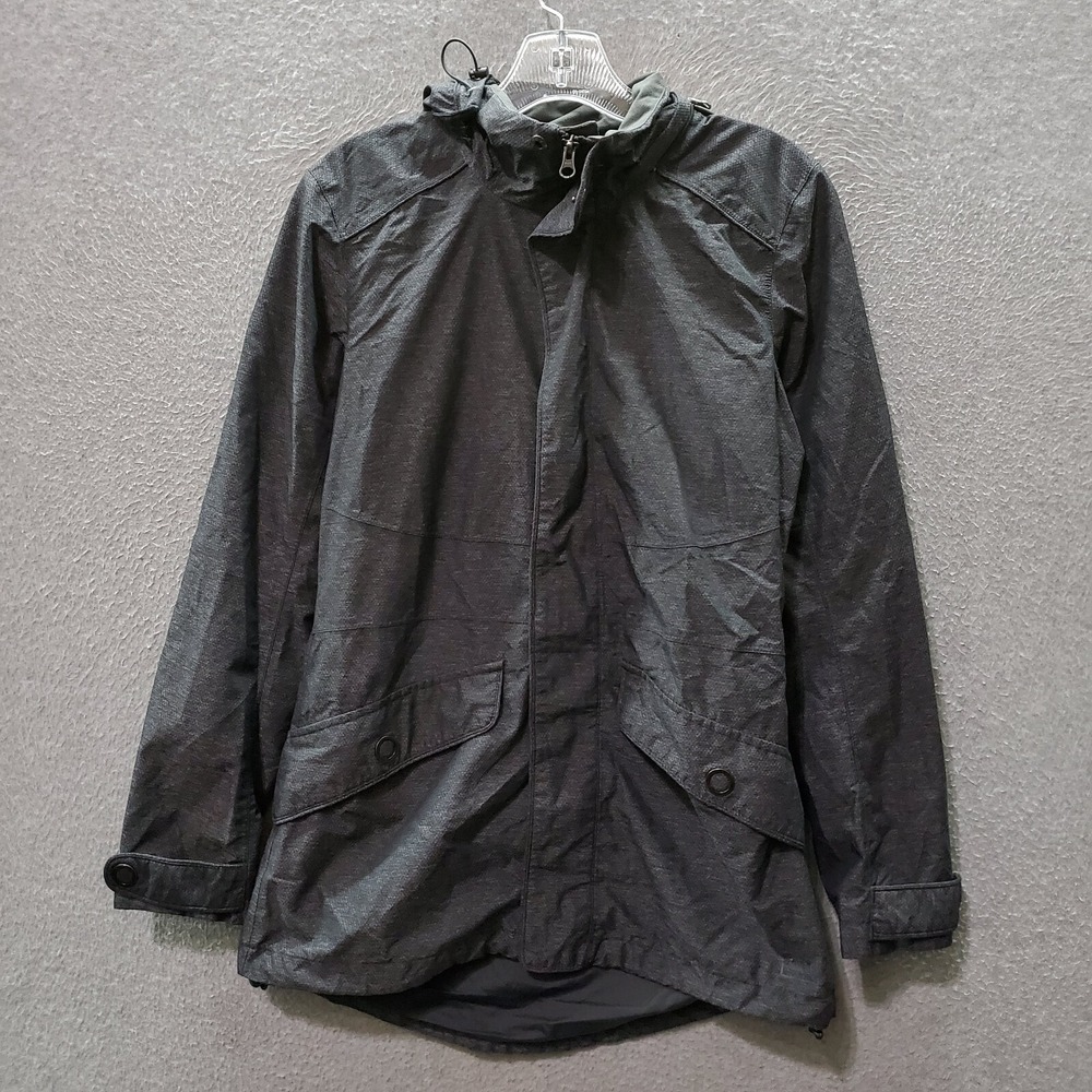Rei Women Jacket Small Gray Windbreaker Hooded Pockets Full Zip Long Sleeve